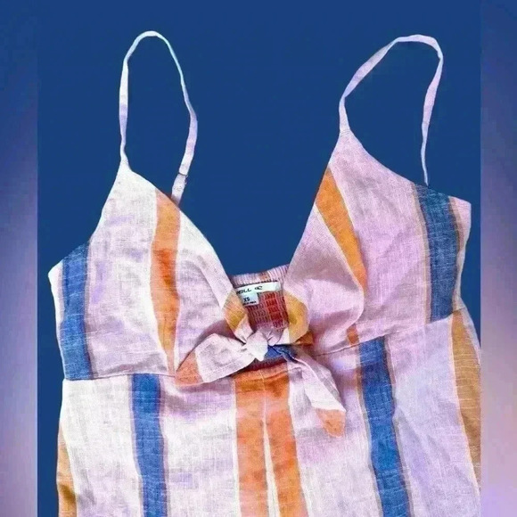 O'Neill Tatum Blush Pink Striped Tie Front Romper Lulus Pockets Size XS - Picture 5 of 11